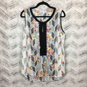 Cabi Floral and Leopard Print Sleeveless Top
